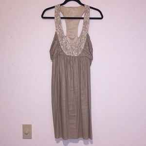 Anthropologie Gold & lace embroidered Dress
